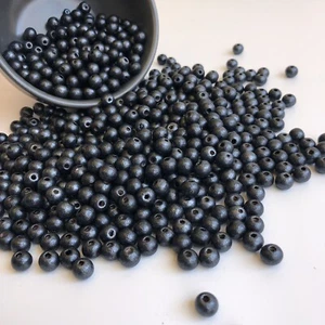 100X Wood Beads Metallic Charcoal Grey 8x7mm Wooden Craft Loose Spacer Bead - Picture 1 of 4