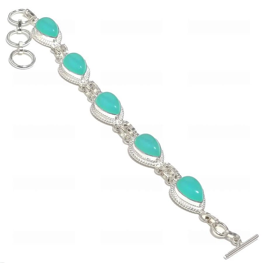 Bracciale gioielli in argento sterling 925 fatto a mano con calcedonio... - Immagine 1 di 1