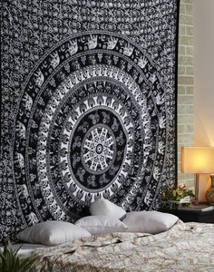 大象黑色挂毯 Ebay