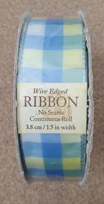 KIRKLAND reel wire edged ribbon roll 45.7 m 50 yd RUBAN 1.5 in wide 3.8 cm blue - Image 1 of 3