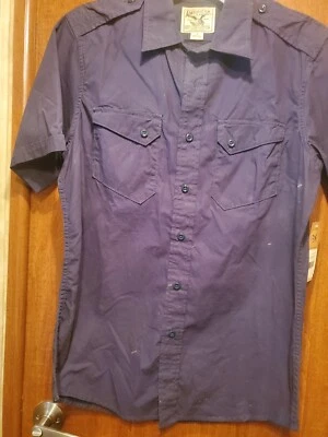Men's Short Sleeve Casual Shirt,American Living,Navy Blue,Small,Button Down Foto 1 de 4