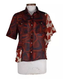 DRIES VAN NOTEN Brown Cotton Multi Pattern Short Sleeve Shirt size 40 - Picture 1 of 8