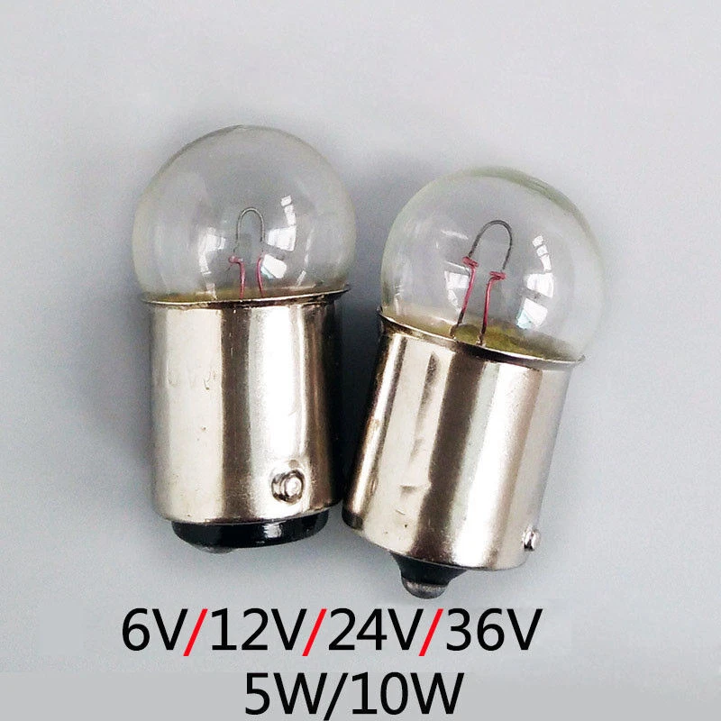 BA15s Bayonet Indicator Light Bulb Lamp 5W 10W 6/12/24/36V Single/Double Contact - Image 1 of 4
