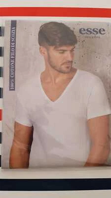 2 PEZZI MAGLIA UOMO FILO DI SCOZIA SCOLLO PROFONDO SPERONI ART.455 BIANCHE - Immagine 1 di 2