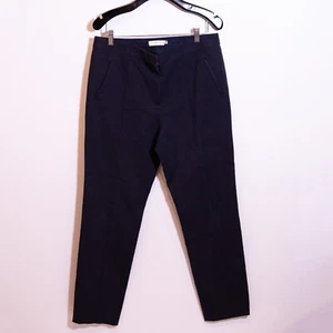 Tory Burch Cotton Mid Rise Straight Leg Ankle Crop Casual Trouser Pants Blue 10 - Picture 1 of 3