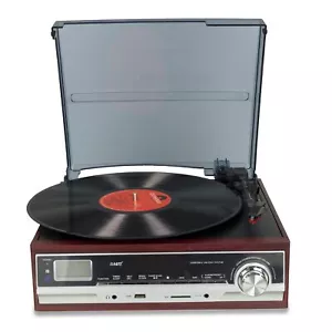 3-Speed Turntable Vinyl Record Player with Speakers FM Radio USB MP3 - Picture 1 of 7