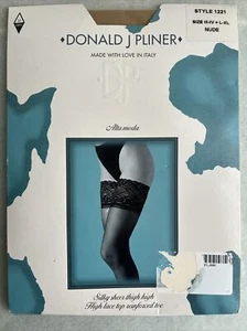 Donald J Pliner Silky Sheer Thigh High Stockings Nude Size l-XL Style 1221 Italy - Picture 1 of 3