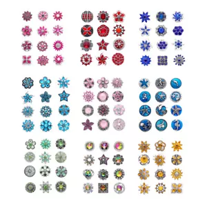 12pcs Color Combination 18mm Snap Button Top Rhinestone Snap Charms Snap Jewelry - Picture 1 of 23