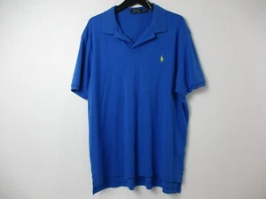 Ralph Lauren Polo Shirt Adult XXL 2XL Blue Yellow Pony Preppy Rugby Casual Mens - Picture 1 of 12