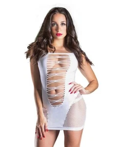 Beverly Hills Naughty Girl String Fishnet Dress White O/S - Picture 1 of 2