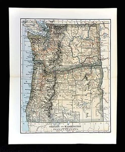 1903 Dodd Mead Map Washington & Oregon - Seattle Salem Mt. Rainer Hood McKinley - Picture 1 of 1