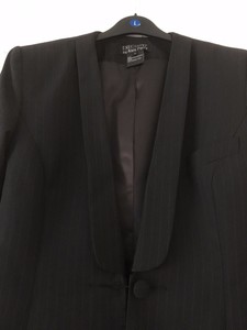 EXECUTIVE BY ALEX PERRY TROUSER/PANT SUIT, WOOL BLEND, SIZE 12, BLACK PIN STRIPE