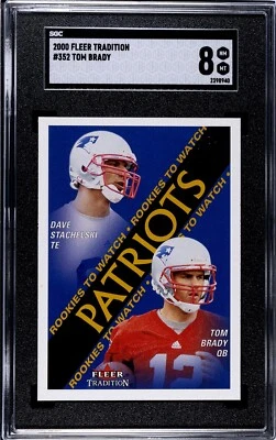 Fleer Tradition #352 Tom Brady Patriots 2000 clasificación SGC 8 Foto 1 de 2