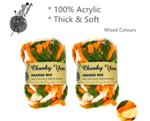 10x Orange Mix Multi Chunky Acrylic Knitting Yarns Soft Thick Wool Crochet Bulk - Picture 1 of 1