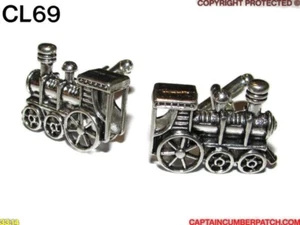 steampunk jewellery cufflinks silver loco rail train engine #CL69 - Picture 1 of 5