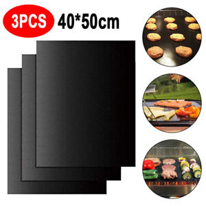 3/6/9pcs Oven Liner Heavy Duty 1mm Thick BBQ Grill Mat Sheet Protector 50cmx40cm