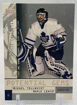MIKAEL TELLQVIST 2002-03 UD Mask Collection #179 RC Rookie Serial 0098/1250 NHL - Image 1 of 3