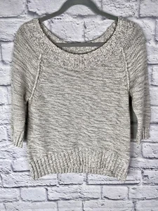 EXPRESS Women's Light Gray Boat Neck 3/4 Sleeve Sweater Small - Bild 1 von 4