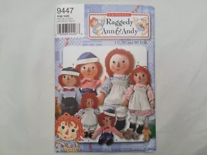 Simplicity Pattern - Raggedy Ann & Andy Dolls/Clothes (15-26-36) #9447 - Uncut - Picture 1 of 7