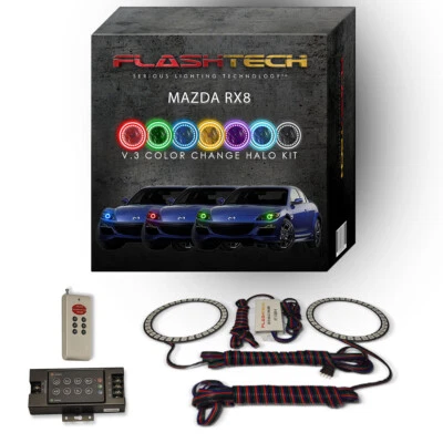 Kit Halo LED Multicolor RGB con Control Remoto RF para Faros Mazda RX8 2000-2011 Foto 1 de 4