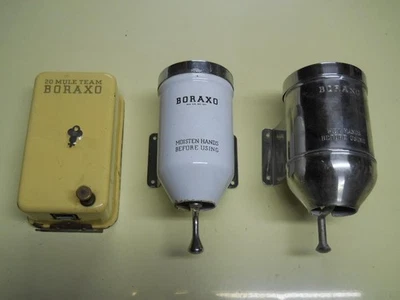 LOT OF (3) VINTAGE - ANTIQUE BORAXO DISPENSERS - Image 1 of 4