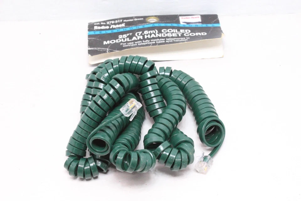 Vintage Radio Shack 25FT Phone Handset Coiled Cord Hunter Green - Image 1 of 2