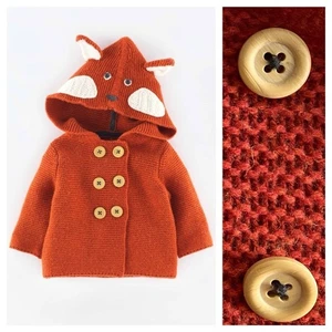 Mini Boden Baby Boden Orange Fox Hood Cashmere Wool Blend Knit Cardigan Jacket - Picture 1 of 12