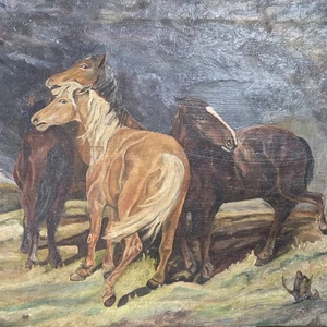 Ölgemälde, 3 Pferde - Bild 1 von 8