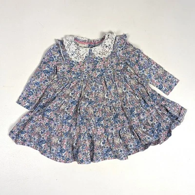 Monsoon Dress Girls Sz 6-12m Classic Retro Floral Cottagecore Girly - Image 1 of 4