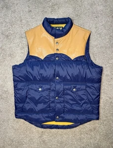 Schaefer Outfitter Men Med Wyoming Navy Lambskin Yoke Insulated Puffer Vest USA - Picture 1 of 12