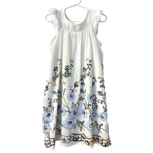 Isobella & Chloe Girls White Floral Embroidered Dress 6 Party Colorful Festive - Picture 1 of 7