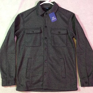 Schwarze Fleece Strick Shirt Jacke Herren Gr. S Druckknopf Brusttaschen gefüttert Shacket - Bild 1 von 16