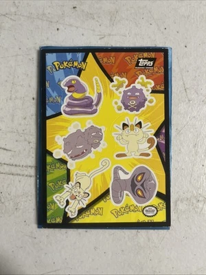 1999 年 Topps Pokemon 电影 Meowth Team Rocket Arbok 贴纸拼图黑色标志 — 第 1/2 张图片