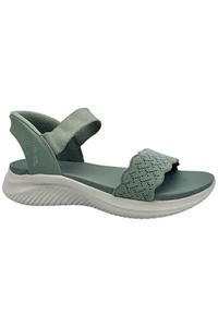 Skechers Slip Ins Ultra-Flex Knit Sandals Feelin' Pretty Sage - Picture 1 of 3