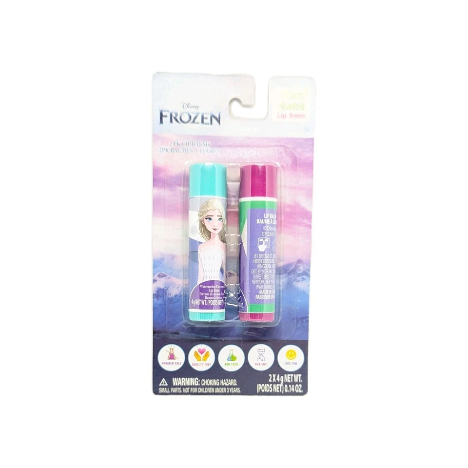 2 Disney Frozen Lip Balm Raspberry & Blueberry Flavored