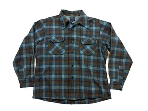 Camisa de Tablero Pendleton De Colección Para Hombres Mediana Azul Marrón Franela de Lana a Cuadros EE. UU. - Imagen 1 de 10