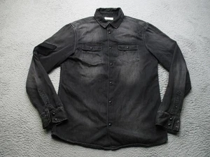 AllSaints Shirt Mens Medium Black Floyd LS Denim Button Front Long Sleeve Casual - Picture 1 of 12
