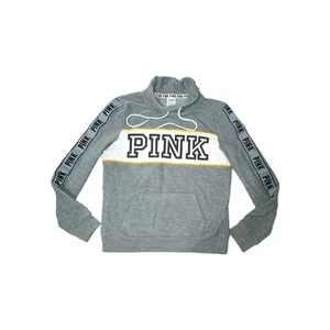 Sudadera Pink Victorias Secret para mujer Y2K pequeña gris cuello falso deletreado Top - Imagen 1 de 5