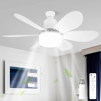 Ventilatori Da Soffitto Con Luce E Telecomando, E27 Lampadario Con Pale LED Dimm - Immagine 1 di 4