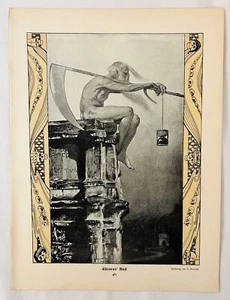 Jugend Magazine 1896 "Chronos Raft" GOD of TIME - Picture 1 of 2
