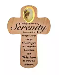 Serenity Prayer Wood Pocket Cross 3 1/4 inch - Picture 1 of 2