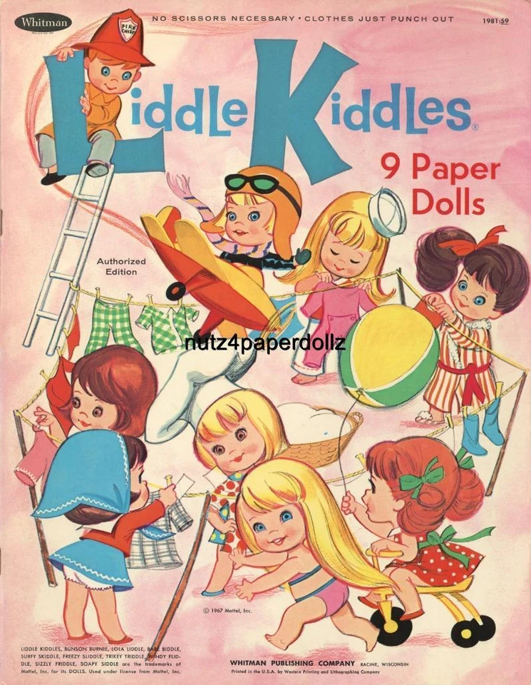 VINTAGE 1967 LIDDLE KIDDLES PAPER DOLLS ~WHITMAN~RARE UNCUT LASER REPRODCTION