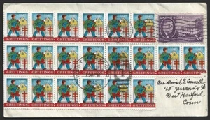 US 1945 Christmas TB Seals x 22 on cover - Bild 1 von 2