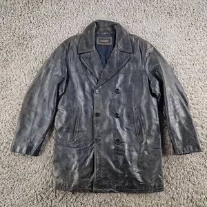 Massimo Dutti Jacket Mens Large 42 Black Leather Vintage - Picture 1 of 12