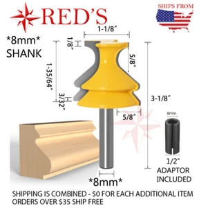 REDS Y80749-5 - 1-1/2" Base board or cap Molding Router Bit 8mm Shank - Picture 1 of 1