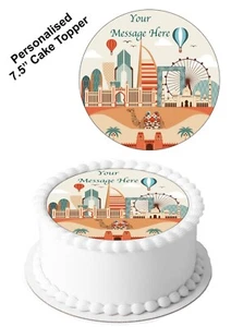 PERSONALISIERTER Tortenaufleger Dubai VAE Land Essbar Dekor Glasur Blatt 7,5" Kreis - Bild 1 von 9