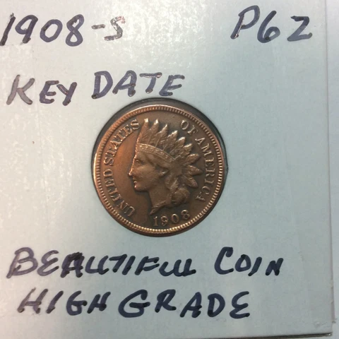 1908-S Indian Head Cent High Grade Super Condition, Great Detail, Color & Edges Cover