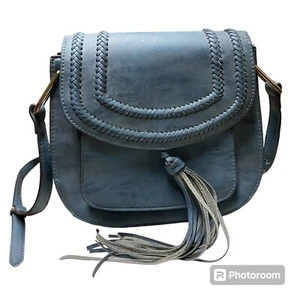 Franco Sarto Handtasche Tasche Kornblumenblau Leder Umhängetasche verstellbarer Riemen 9,5”X10” - Bild 1 von 16