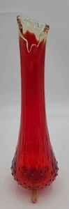 Vintage 3 Toe LE Smith Amberina Swung Vase 13" MCM - Picture 1 of 24