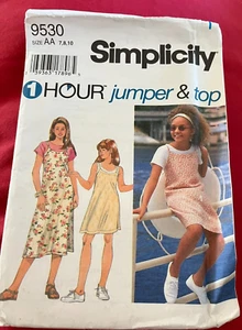 1996 Simplicity Pattern 9530 1 hour Jumper or Dress & Top Girls' Sz 7-8-10 Uncu - Picture 1 of 5